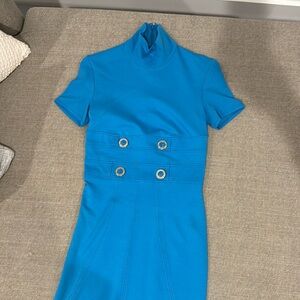 VERSACE blue bodycon midi dress size 0